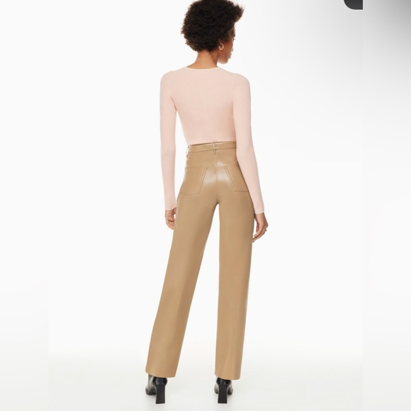 Wilfred Aritzia The Melina Faux Leather Pant Size 0 Inseam 30 Tan Brown - Picture 3 of 11